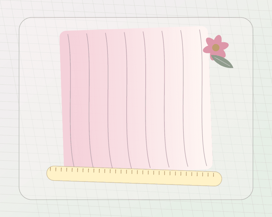 Illustration einer rosa Gardine mit Maßband und floralen Details